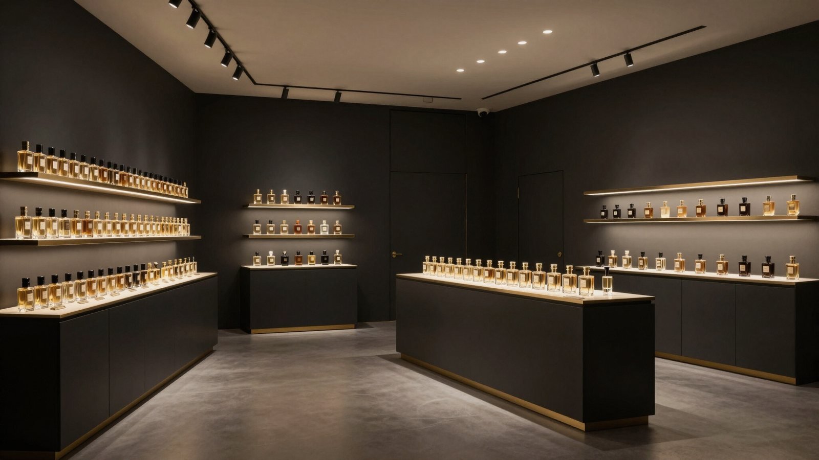 Interieur van de Selviors parfumboetiek met flacons uitgestald